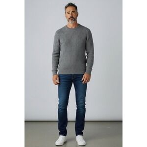 Express Men's Cable Knit Crew Neck Gray Sweater, 100% Cotton - Size M